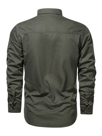 Camisa casual para hombre Cuello vuelto Camisas de hombre gris elegante