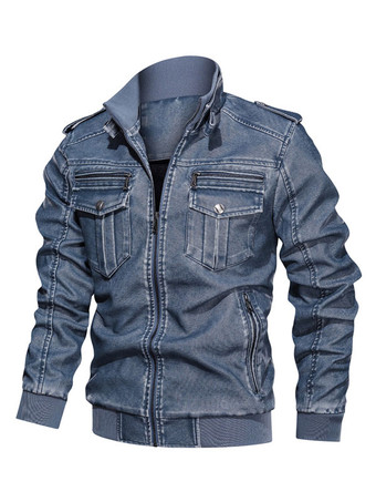 azul Cadenas de chaqueta para hombre Cuero de PU Increíble