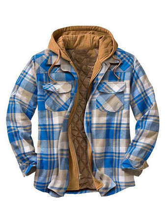 Azul celeste claroChaqueta Para Hombre A Cuadros Algodón Fibras Moderna