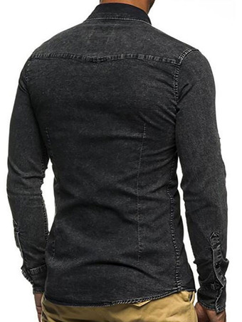 Herren Freizeithemd Umlegekragen Chic Hellhimmelblau Herrenhemden