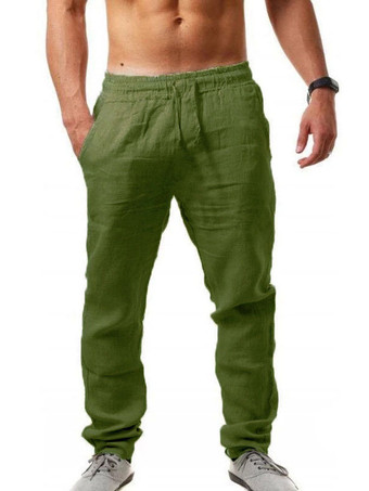 vert Pantalon Homme Chic Taille Naturelle Droite Kaki Pantalon Homme