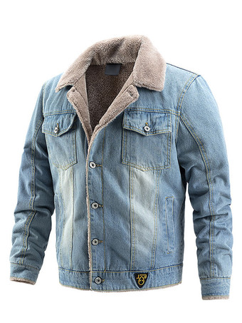 bleu ciel clairVeste Homme Boutons Denim Élégant