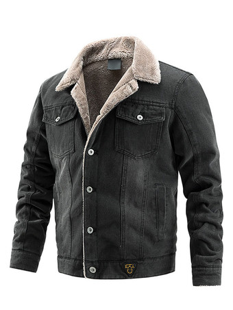 noir Veste Homme Boutons Denim Élégant