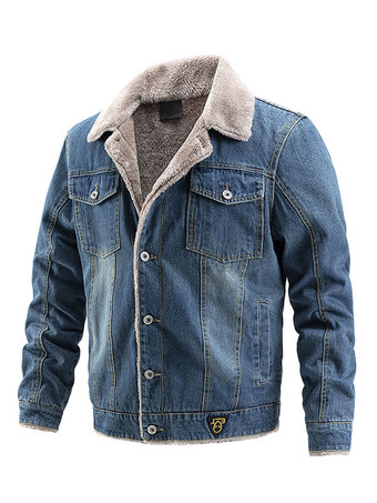 bleu foncé Veste Homme Boutons Denim Élégant