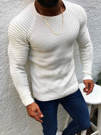 blanco Suéteres para hombre Jersey para hombre Prendas de punto Cuello joya Invierno Negro Camel