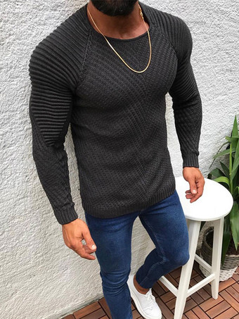 GrisSuéteres para hombre Jersey para hombre Prendas de punto Cuello joya Invierno Negro Camel