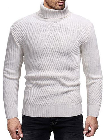 blanco Suéteres para hombre Jersey para hombre Prendas de punto Cuello alto Invierno Gris Blanco