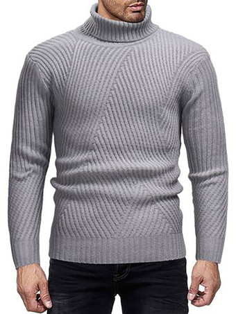 gris claro Suéteres para hombre Jersey para hombre Prendas de punto Cuello alto Invierno Gris Blanco