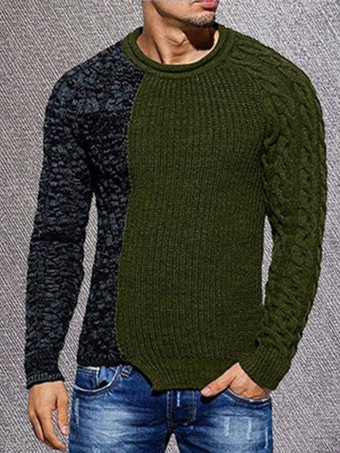 verde Suéteres para hombre Jersey para hombre Prendas de punto Cuello joya Invierno Gris Negro