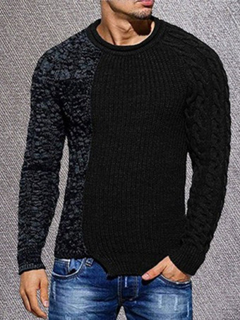 negro Suéteres para hombre Jersey para hombre Prendas de punto Cuello joya Invierno Gris Negro