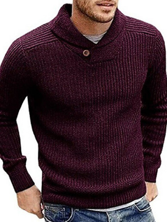Color borgoñaSuéteres para hombre Jersey para hombre Prendas de punto Cuello alto Invierno Blanco Negro