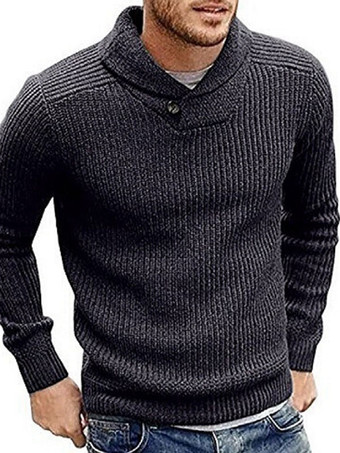 GrisSuéteres para hombre Jersey para hombre Prendas de punto Cuello alto Invierno Blanco Negro