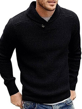 negro Suéteres para hombre Jersey para hombre Prendas de punto Cuello alto Invierno Blanco Negro