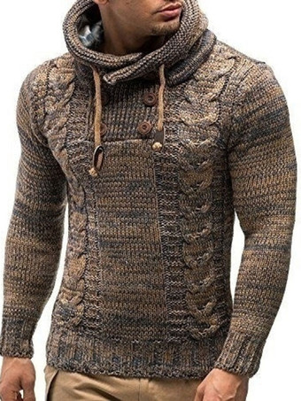 kaki Pulls Homme Pull Homme Tricot Capuche Hiver kaki Gris