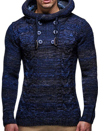 bleu Pulls Homme Pull Homme Tricot Capuche Hiver kaki Gris