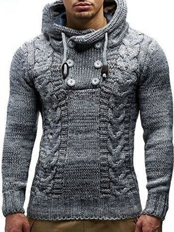 GrisPulls Homme Pull Homme Tricot Capuche Hiver kaki Gris