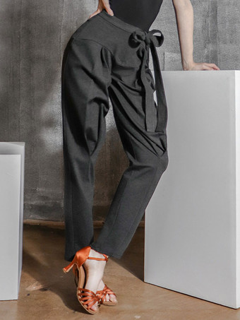 女性社交ダンスコスチュームディープグレーポリエステルパンツダンスウェア