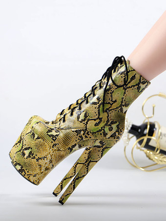 女性のセクシーなブーツラウンドトゥレースアップジッパー幾何学的なスティレットヒールレイブクラブサイハイブーツヌード ポールダンスシューズ