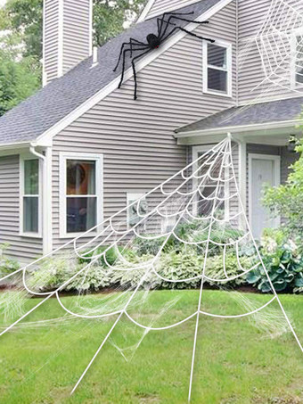 ハロウィン ハロウィーンの装飾白い蜘蛛の巣ポリエステル繊維休日の装飾