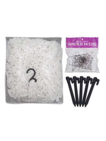 ハロウィン ハロウィーンの装飾白い蜘蛛の巣ポリエステル繊維休日の装飾