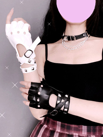 ゴシックロリータメタリックオーバースリーブリベットメタルディテールメタルロリータアクセサリー ブラック