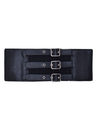 ゴシックロリータカマーバンドメタルディテールグロメットメタリックPUレザーその他ブラックロリータアクセサリー