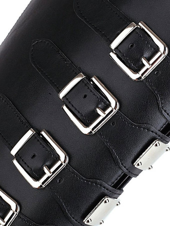 ロリータブーツラウンドトゥPUレザーブラックロリータフットウェア