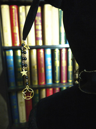 ロリータハット ウィッチハット ボウアクセサリー ボウスタープリントポリエステル ロリータアクセサリー ブラック