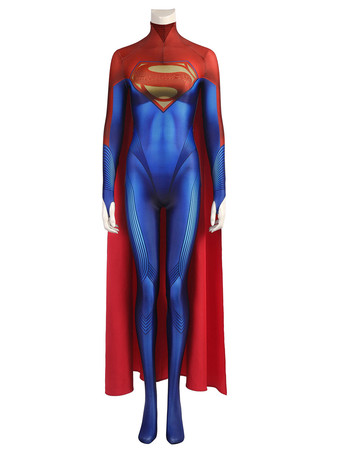 フラッシュコスプレ女性スーパーヒーローコスチュームロイヤルブルーライクラスパンデックス全身マントキャットスーツ全身タイツ