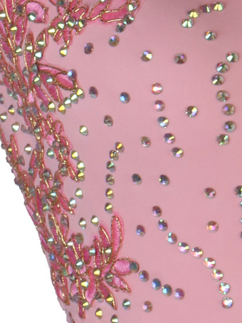 ラテンダンスドレスピンクの女性のライクラスパンデックスドレスダンスコスチューム