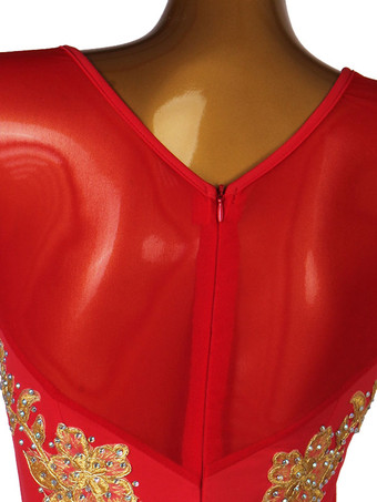 ラテンダンスドレス赤の女性のライクラスパンデックスドレスラテンダンサーのダンス衣装