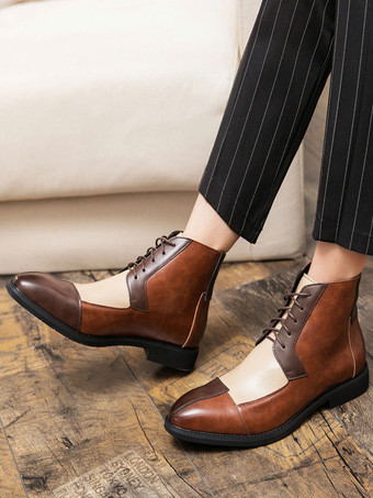 メンズ デザート チャッカブーツ カラーブロック レースアップ キャップトゥ オックスフォード アンクルブーツ