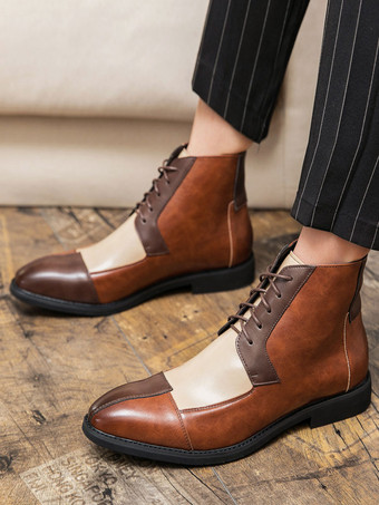 メンズ デザート チャッカブーツ カラーブロック レースアップ キャップトゥ オックスフォード アンクルブーツ