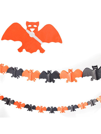 オレンジ ハロウィンデコレーションイエローペーパーバットスパイダーペーパーガーランド