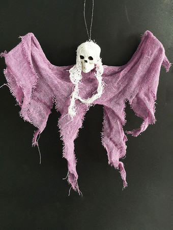 ライラックカラーハロウィン ハロウィーン怖い装飾白い頭蓋骨ポリエステル繊維壁の装飾