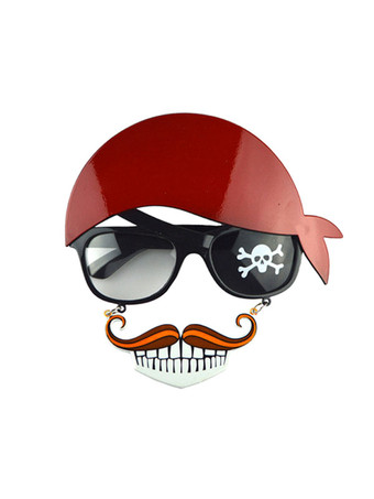 レッド ハロウィン海賊デコレーションコーヒーブラウンポリエステルファイバーハットメガネひげホリデー海賊デコレーションフルセット