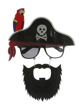 Halloween Pirate Decorations Coffee Brown Polyester Fiber Hat Glasses Beard  Holiday Pirate Decorations Full Set - Milanoo.com