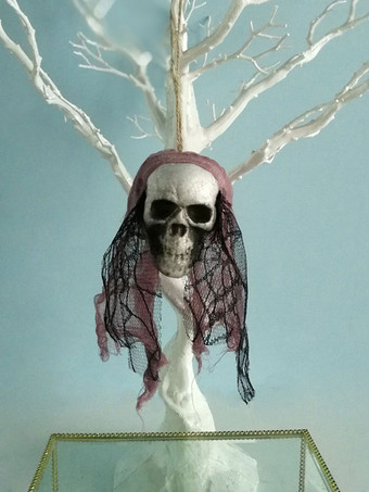 レッド ハロウィン ハロウィーンの怖い装飾紫のポリエステル繊維の頭蓋骨