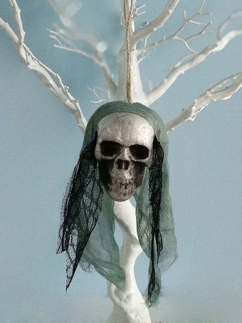 グリーン ハロウィン ハロウィーンの怖い装飾紫のポリエステル繊維の頭蓋骨