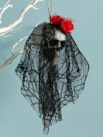 レッド ハロウィンデコレーションレッドポリエステルファイバーローズスカル怖いデコレーション