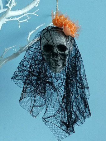 オレンジハロウィンデコレーションレッドポリエステルファイバーローズスカル怖いデコレーション