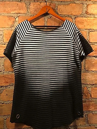 Camisetas chic joya cuello rayas mangas cortas