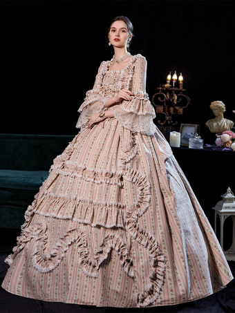 女性のための赤面ピンクのレトロなコスチュームドレスユーロスタイルのマリーアントワネットコスチュームパーティーウエディングドレス