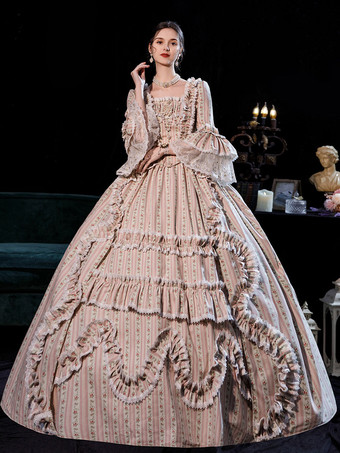 女性のための赤面ピンクのレトロなコスチュームドレスユーロスタイルのマリーアントワネットコスチュームパーティーウエディングドレス