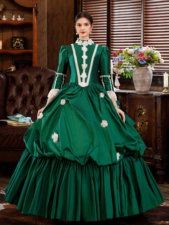 女性のための緑のレトロな衣装ドレスユーロスタイルマリーアントワネット衣装仮面舞踏会の夜会服