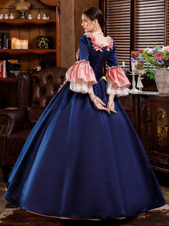 女性のためのピンクのレトロなコスチュームドレスユーロスタイルのマリーアントワネットコスチュームパーティーウエディングドレス