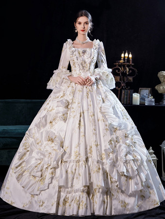Abito da ballo bianco Costumi retrò del XVIII secolo Abito per donna Costume di Maria Antonietta in stile europeo