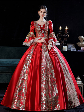 Prom Dress Red Retro Marie Antoinette Costume Masquerade Ball Gown