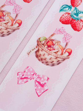 甘いロリータタイツピンクスパンデックスフルーツパターンロリータアクセサリー