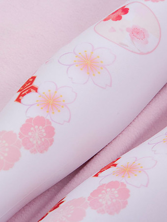 甘いロリータソックスピンクスパンデックスさくら柄ロリータアクセサリー